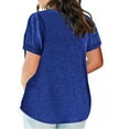 thumbnail image 3 of Busydd Womens Summer Tops Casual V-Neck Short Sleeve T-Shirt Tops Solid Basic Loose Fit Blouse Tops Plus Size Blouse Tees, 3 of 6