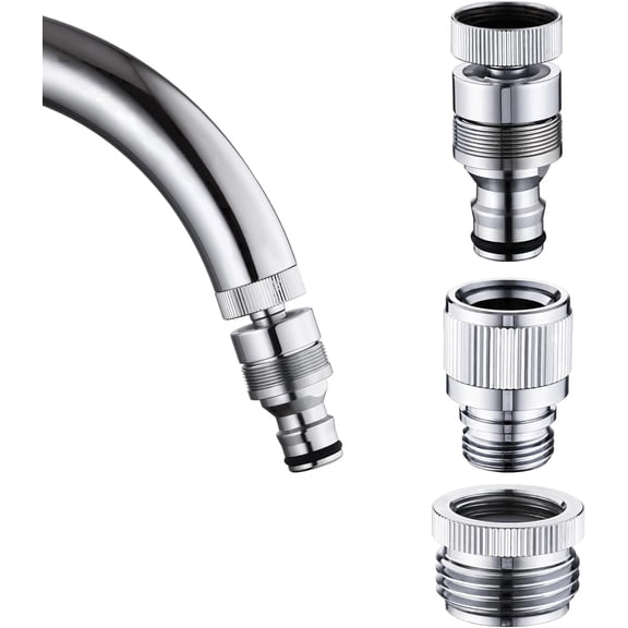 Sink Faucet Quick Connector Faucet to Garden Hose Adapter Dishwasher Washer Snap Coupling Adapter, for Bathroom, kitchen, Garden, Shower Hose, Pet Bathing