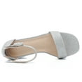 thumbnail image 3 of kkdom Women Chunky Sandals Heels Classic Ankle Strap Heels Silver Size 8.5, 3 of 7