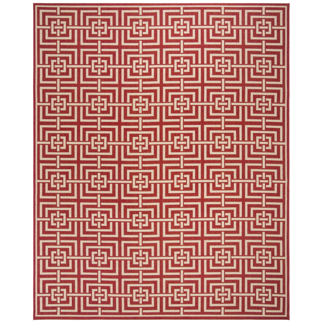 SAFAVIEH Beach House Bethanie Geometric Indoor/Outdoor Area Rug, Red/Creme, 4' x 6'