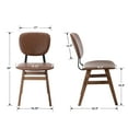 thumbnail image 4 of Guyou Mid-century Farmhouse Dining Chair Set of 2, Modern Faux Leather Upholstered Kitchen Side Chair with Back and Wooden Legs for Dining Room Living Room, Brown, 4 of 14
