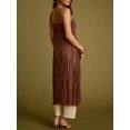 thumbnail image 5 of Brown Front Split Long Cover-Up Dress With Spaghetti Straps And V-Neck Flowy Cami Top, 5 of 7