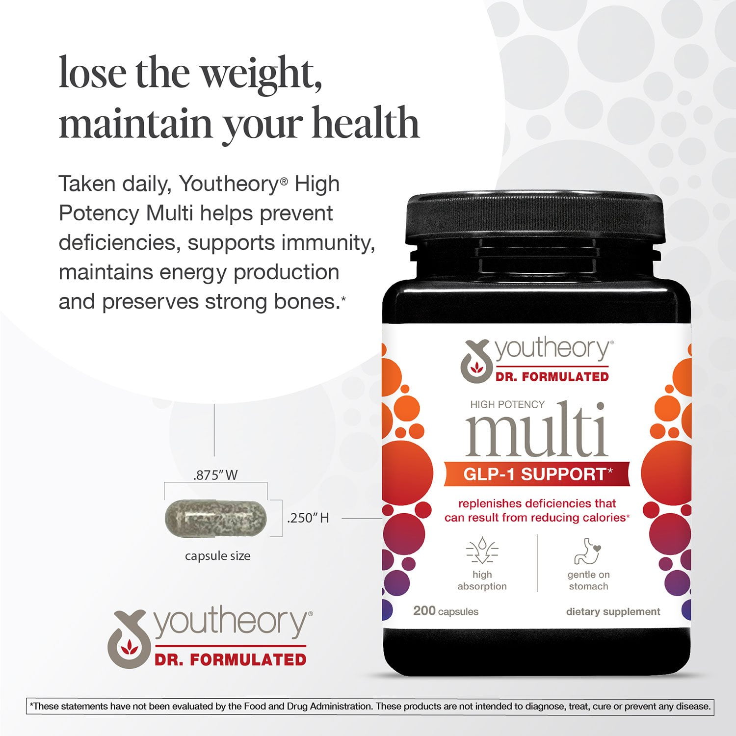 Youtheory High Potency Multi GLP-1 Support Capsules, 200 ct.