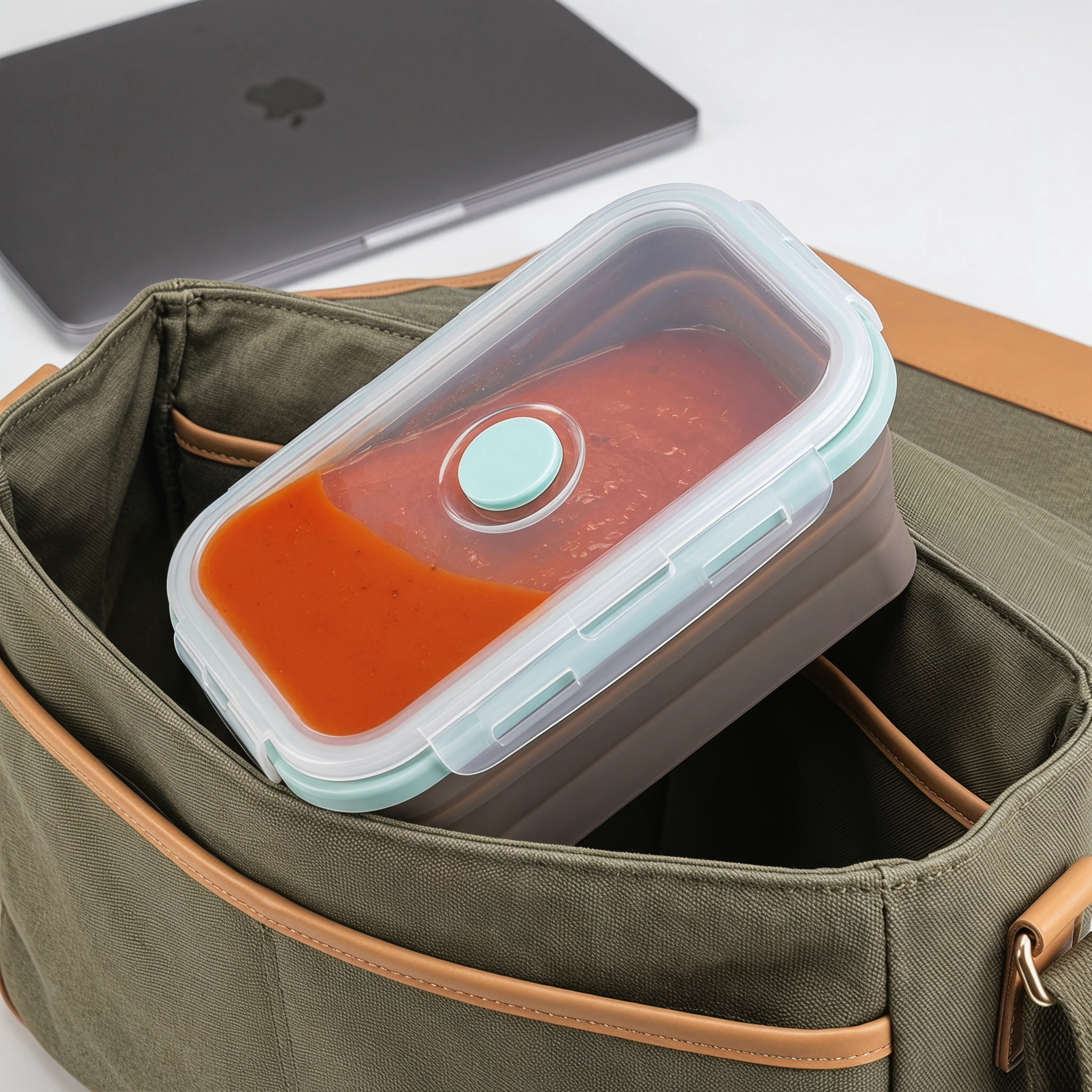 Collapsible Silicone Food Storage Container with Airtight Locking Lid, 20oz Round Expandable Lunch Box for Meal Prep and Travel, Space-Saving Leak-Proof Bento Box for, Office, and Camping