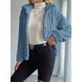 thumbnail image 6 of Jackets for Women Long Sleeve Comfy Warm Button Down Zip Up Stand Collar Plus Size Winter Clothing Blue XL, 6 of 7