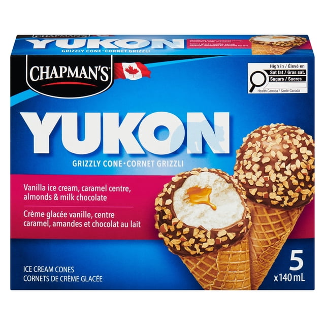 Chapman's Yukon Grizzly Vanilla and Almonds Ice Cream Cone in a Box 5x140 ml