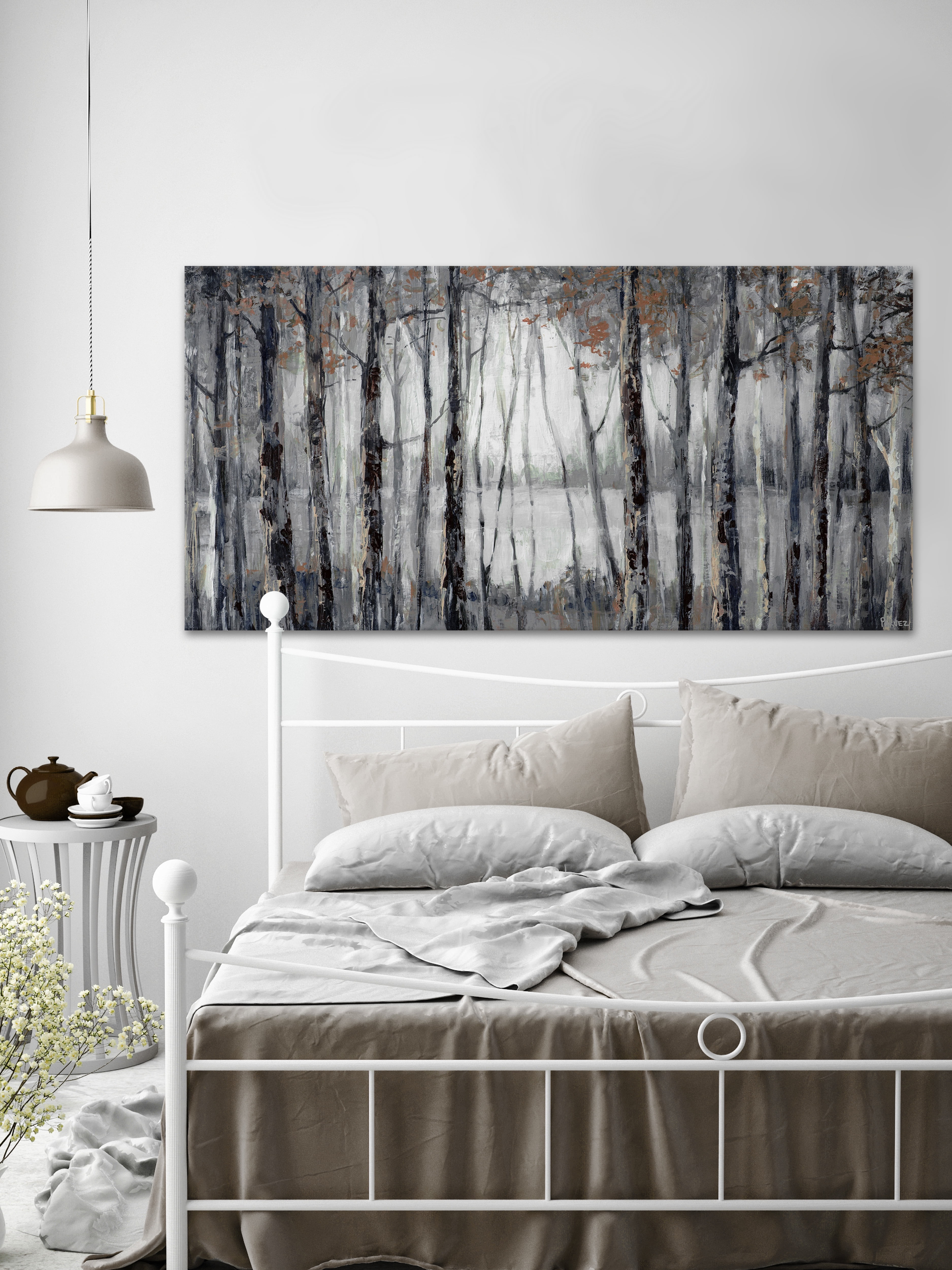 Parvez Taj "Dusky Autumn Lake" Painting Print on Wrapped Canvas