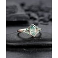 thumbnail image 4 of Hexagon Cut Cluster Moss Agate Engagement Ring, Silver Moss Agate Promise Ring, 14K Rose Gold Wedding Ring Anniversary Gift for her, 4 of 5