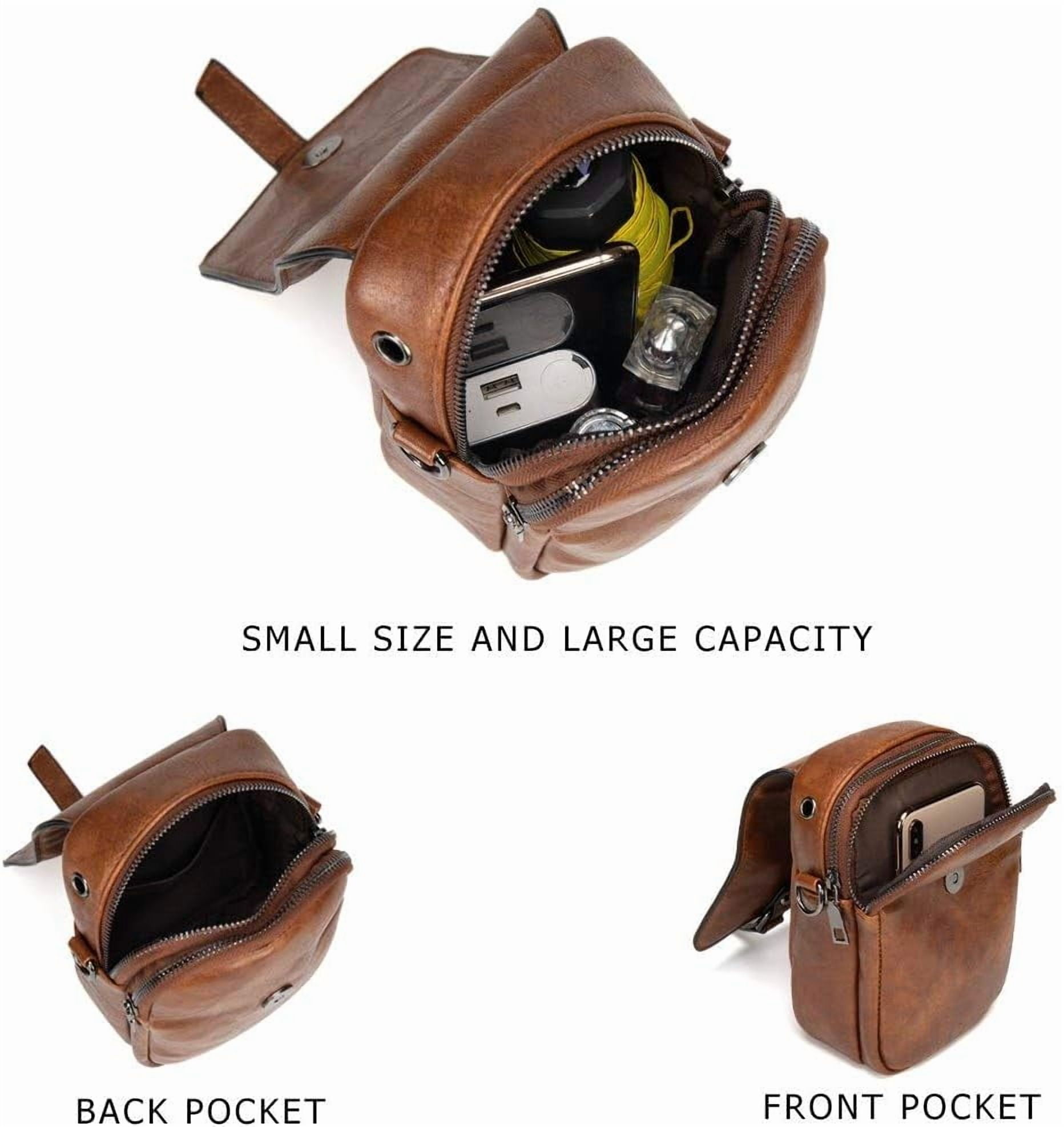 Kwuty Vintage Crossbody Phone Bag for Women, Small PU Leather Shoulder Purse and Handbag with Tassel&Rivet Decoration