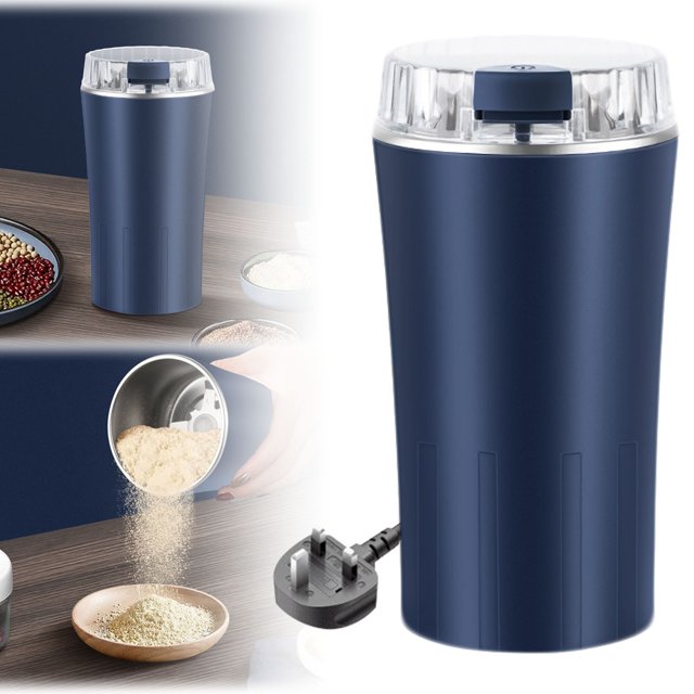 300 W Powerful Coffee Grinder & Spice Mill, Stainless-Steel Blade & Bowl, One-Touch Electric Grinder for Beans Herbs Nuts Seeds, Compact 60 G Capacity, Cleaning Brush Included, Home , A Grinder
