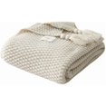 thumbnail image 1 of Couverture Tricotée Faite à la Main, Jeté à la Mode, pour Canapé, Lit et comme Couverture, polyester Coton, beige, 130x170cm, 1 of 6