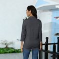 thumbnail image 4 of Qwertyu 3/4 Length Sleeve Womens Tops Casual Loose Fit Mock Neck T Shirts Cute Solid Three Quarter Length Tunic Tops Dark Gray 3XL, 4 of 8