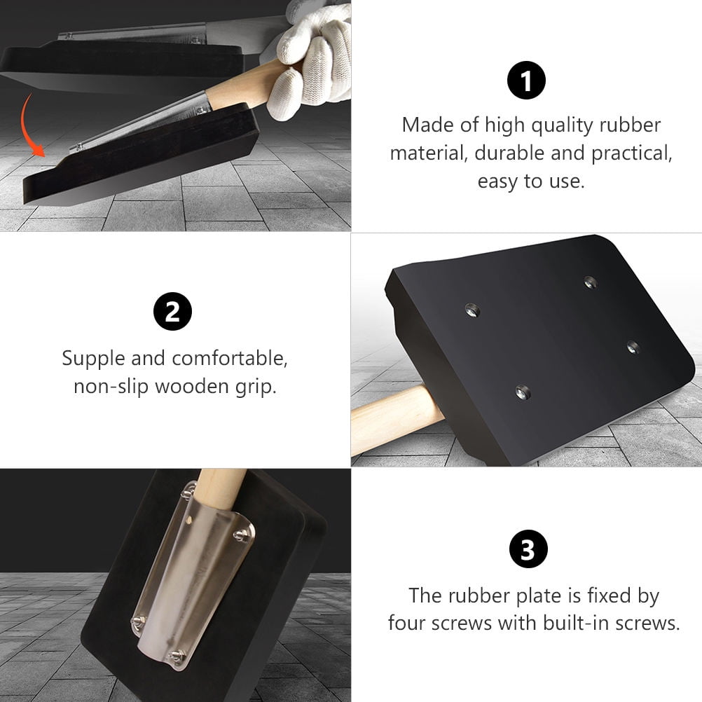 PBPBOX Tiles Paving Clapper Board Rubber Hammer with Ergonomic Wooden Handle for Construction Use