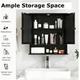 thumbnail image 4 of RONG-3 Bathroom Medicine Cabinet with Mirror, Wall Mounted Wooden Hanging Organizer with Doors and Shelves, Bathroom Wall Mirror Cabinet，Black, 4 of 10