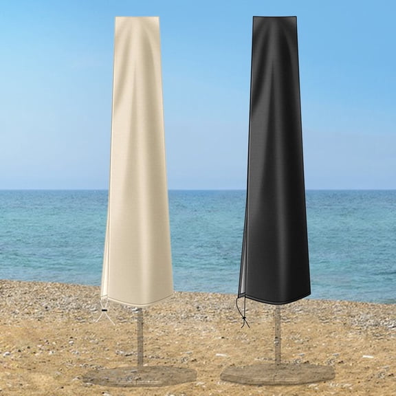 Patio Umbrella Cover for 9ft to 12ft Outdoor Market Umbrellas, Heavy Duty 210D Waterproof Fabric with Long Zipper and Drawstring, UV Resistant Garden Parasol Cover