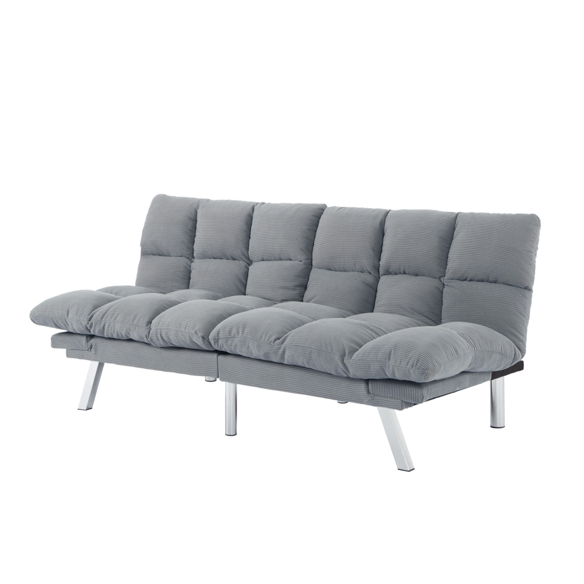 Gewnee Pullout Couch Bed,3 in 1 Convertible Sleeper Sofa Bed,Futon Corduroy Loveseat with Adjustable Backrest for Apartment and Office.Light Grey