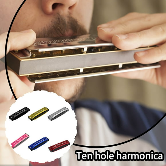 Ruiboury Professional 10-Hole Harmonica Lightweight Mouth Organ Early Educational Musical Instrument Toys for Beginner Kids Silver