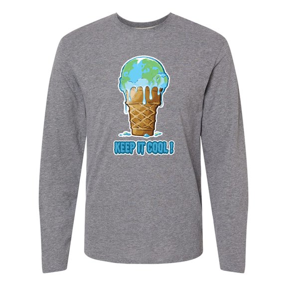 Inktastic Keep It Cool Melting Earth Ice Cream Cone Long Sleeve T-Shirt