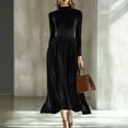thumbnail image 6 of MELDVDIB Dresses for Women Velvet Turtleneck Long Sleeve Slim Spring Fall Long Dress Fashion Casual Solid Color Outfits, 6 of 6