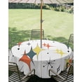 thumbnail image 3 of Outdoor Tablecloth with Umbrella Hole Zipper Colorful Diamond Round Tablecloth 54" Waterproof Outside Table Cloth Modern Geometric Middle Century White Patio Table Cover Tablecloths for Picnic Party, 3 of 8