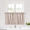 thumbnail image 2 of GlowSol Farmhouse Kitchen Curtains Buffalo Check Gingham Pattern Blackout Half Window Curtain for Cafe Bathroom, Tan White, 28"W x 24"L x 2 Panels, 2 of 6
