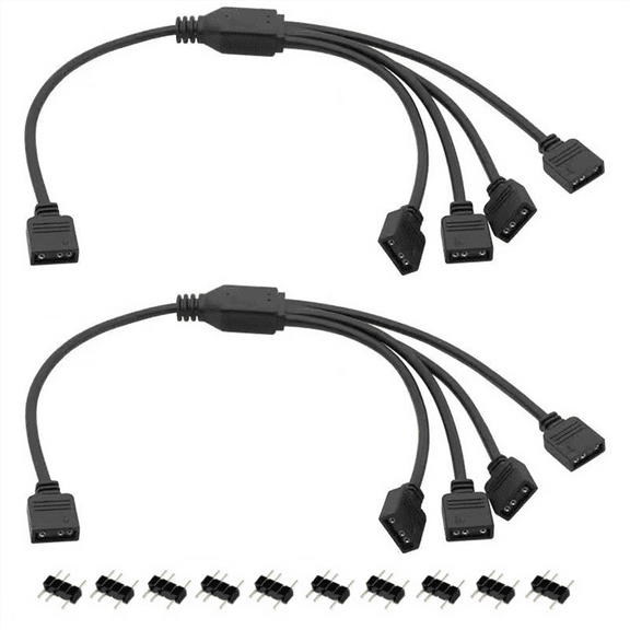 2 x ARGB Splitter Cable 10 x 3 pin male connectors-Black