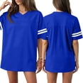 thumbnail image 2 of HAJWOH Jersey T Shirts for Women Plain Football Tops Athletic Shirts Practice Sports Uniforms Outfits Blue XXXL, 2 of 5