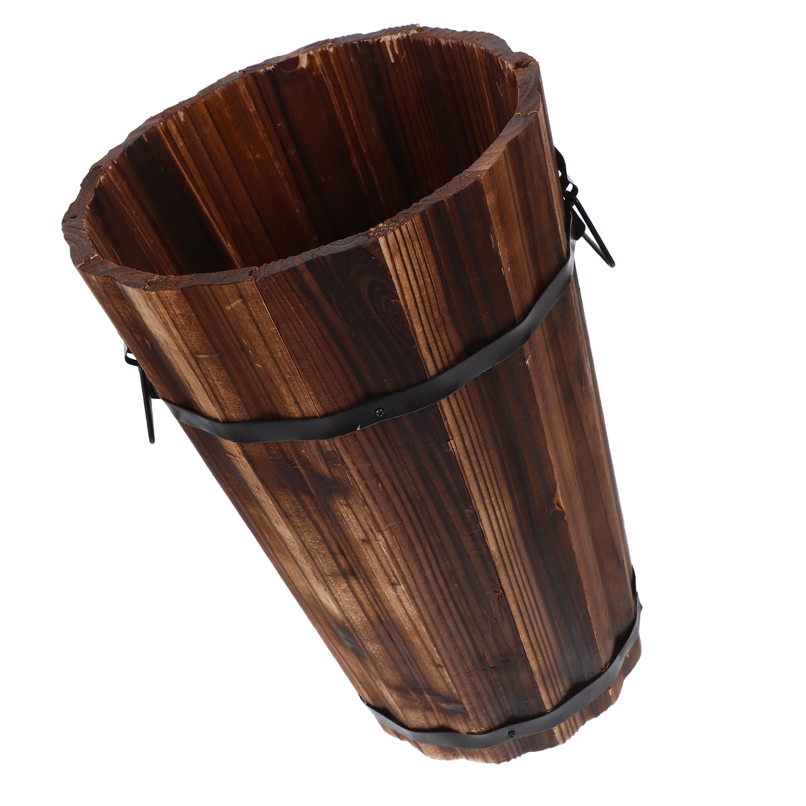 Melantax Rustic Style Wooden Trash Can Farmhouse Bathroom Trash Can Decor Bedroom Trash Can Wooden Bathroom Accessories Office Trash Can