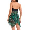 thumbnail image 4 of Traje de baño de verano de las mujeres 2 Pcs Set, Leaf Print Cross Halter Tank Top Dress + Triángulo Shorts Beachwear Nituyy Conjunto de traje de baño pareo patchwork, 4 of 5