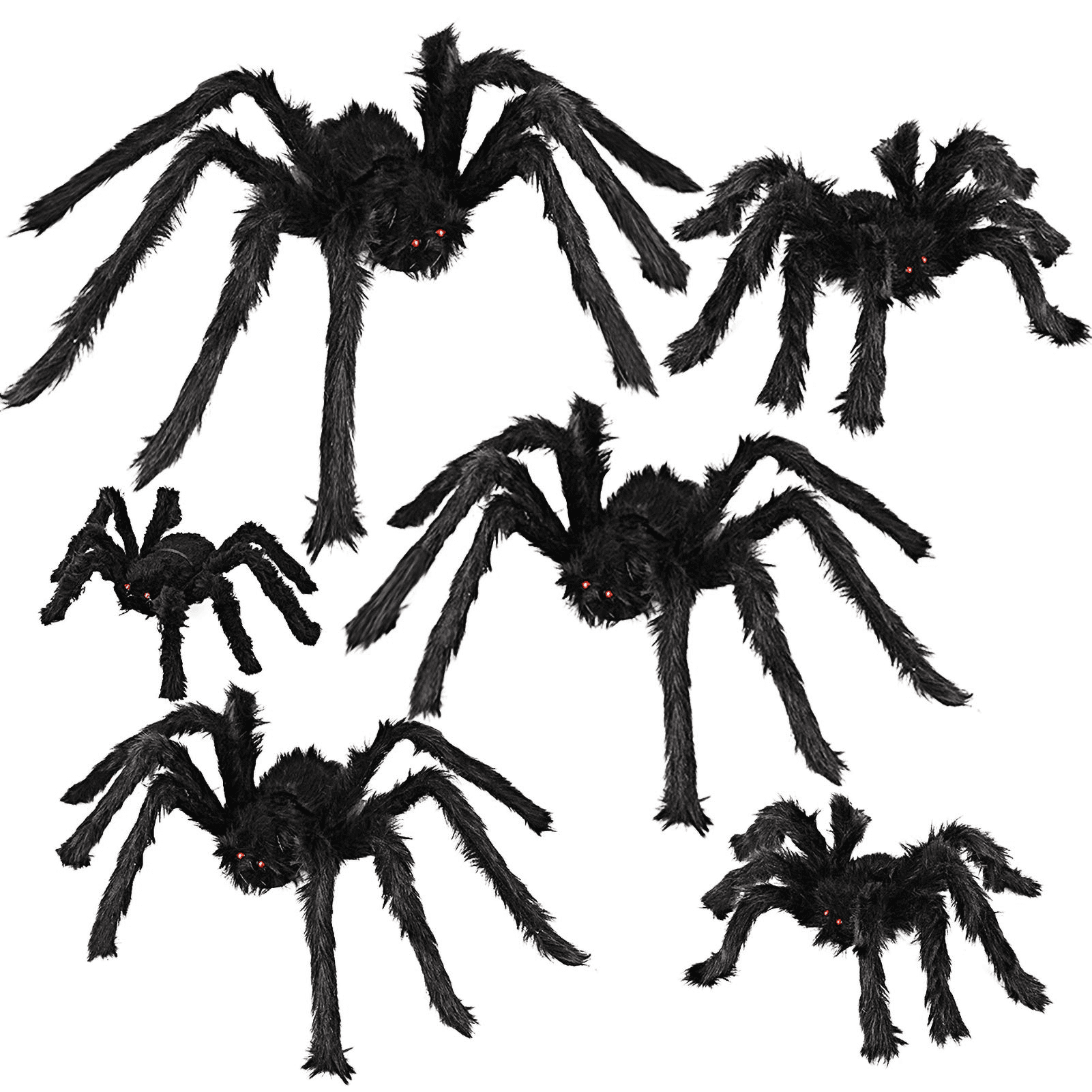 Halloween Realistic Hairy Spiders Set 6 Pack Halloween Spider Props