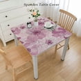 thumbnail image 2 of BANET Square Tablecloth Pink Flower Print Water Resistant Spill Proof Washable Polyester Table Cloth Decorative Fabric Table Cover for Dining Table White, 2 of 7