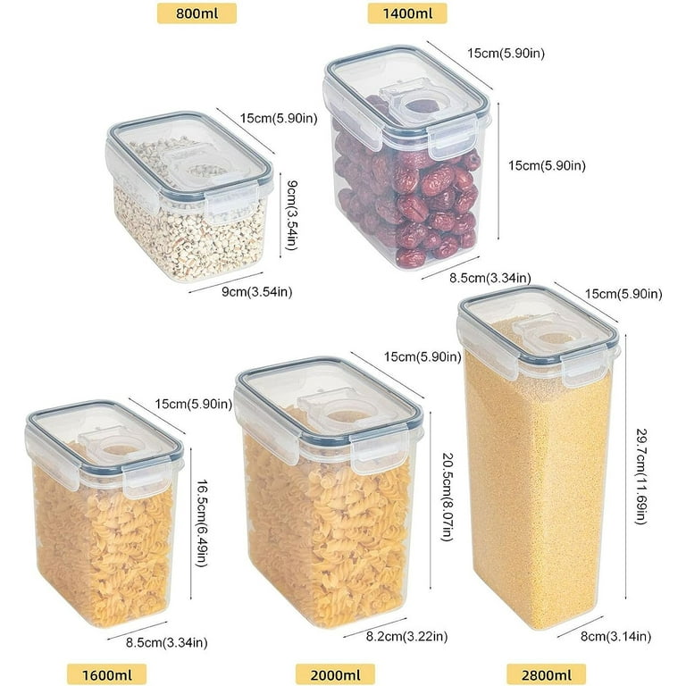 Food Storage Container Plastic Box Jar Cereal Organizer For Pantry With Lid  Home