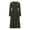 Army Green, variant on Women's V-Neck Lantern Sleeve Dress Solid Color Pleated Long Skirt Stretchy Comfortable Casual Elegant Tunic Top