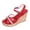 Red, variant on Womens Wedge Platform Sandals Open Toe Adjustable Ankle Strap Casual Heels Cork Summer Outdoor Breathable Dressy Shoes Red Size 9.5