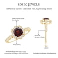 thumbnail image 5 of Rosec Jewels Real Garnet Vintage Inspired Engagement Ring - Cushion Cut Garnet and Diamond Halo Ring - with Jewelry Box, 14K Yellow Gold, US 10.00, 5 of 8