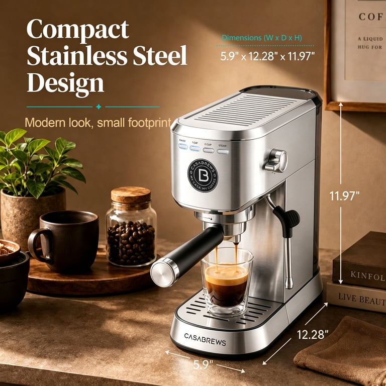 CASABREWS 5418 Basic 20-Bar Espresso Machine with Steam Wand