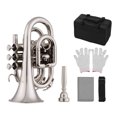 thumbnail image 2 of Muslady Mini Poche Trompette Sib Plat en Laiton Matériel Instrument à Vent avec Embouchure de Gants Filetage Mousse Étui de Transport, 2 of 7