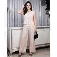 thumbnail image 2 of Conjunto 2 Piezas Casual Chic, Blusa Sin Mangas Minimalista y Pantalón Holgado a Rayas para Mujer, 2 of 5