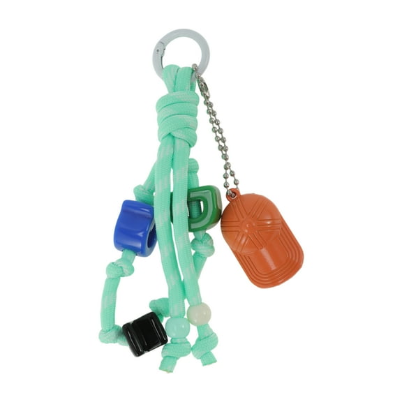 Unique Bargains 1 Pc Stylish Beaded Knotted Lanyard with Hat Handbag Charm Decorative Keychain Light Green