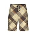 thumbnail image 6 of BXJX Mens Plaid Shorts With Pockets- Drawstring Elastic Waist Fashion Casual Summer Shorts Khaki Size M, 6 of 7