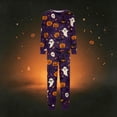 thumbnail image 5 of Halloween Pajamas, Halloween Matching Family Pajamas Black White Ghost Pumpkin Print Long Sleeve 2Pcs Pj Set Soft Sleepwear Nightwear Loungewear Holiday Party Costume Festive Spooky Season for Family, 5 of 6
