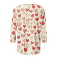 thumbnail image 4 of Cadancy Valentine Tshirts for Women 3/4 Sleeve Casual Heart Print Crewneck Plus Size Shirts Pullover Casual Loose Cute Trendy Tunic Tops Valentines Day Outfits, 4 of 5
