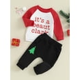 thumbnail image 3 of Suealasg Toddler Boys Christmas Outfits 6M 1T 2T 3T Letter Print Long Sleeve Sweatshirts and Long Pants 2 Piece Kids Boys Spring Tracksuit Clothes, 3 of 9