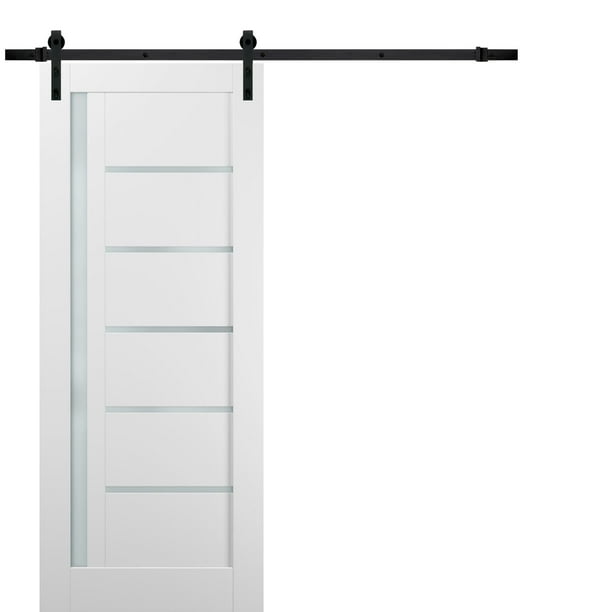 Sliding Barn Door 36 X 84 With Hardware Quadro 4088 White Silk Frosted Opaque Glass Top Mount 6 6ft Rail Hangers Sy Set Lite Wooden Solid Panel Interior Doors Com Sliding Barn Door 36 X 84 With Hardware, Sliding Internal Doors On Rail