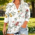 thumbnail image 2 of Ruimatai Women's Plus Size Floral Print V-Neck 3/4 Sleeve Blouse Loose Casual Comfortable Tunic Top, 2 of 5