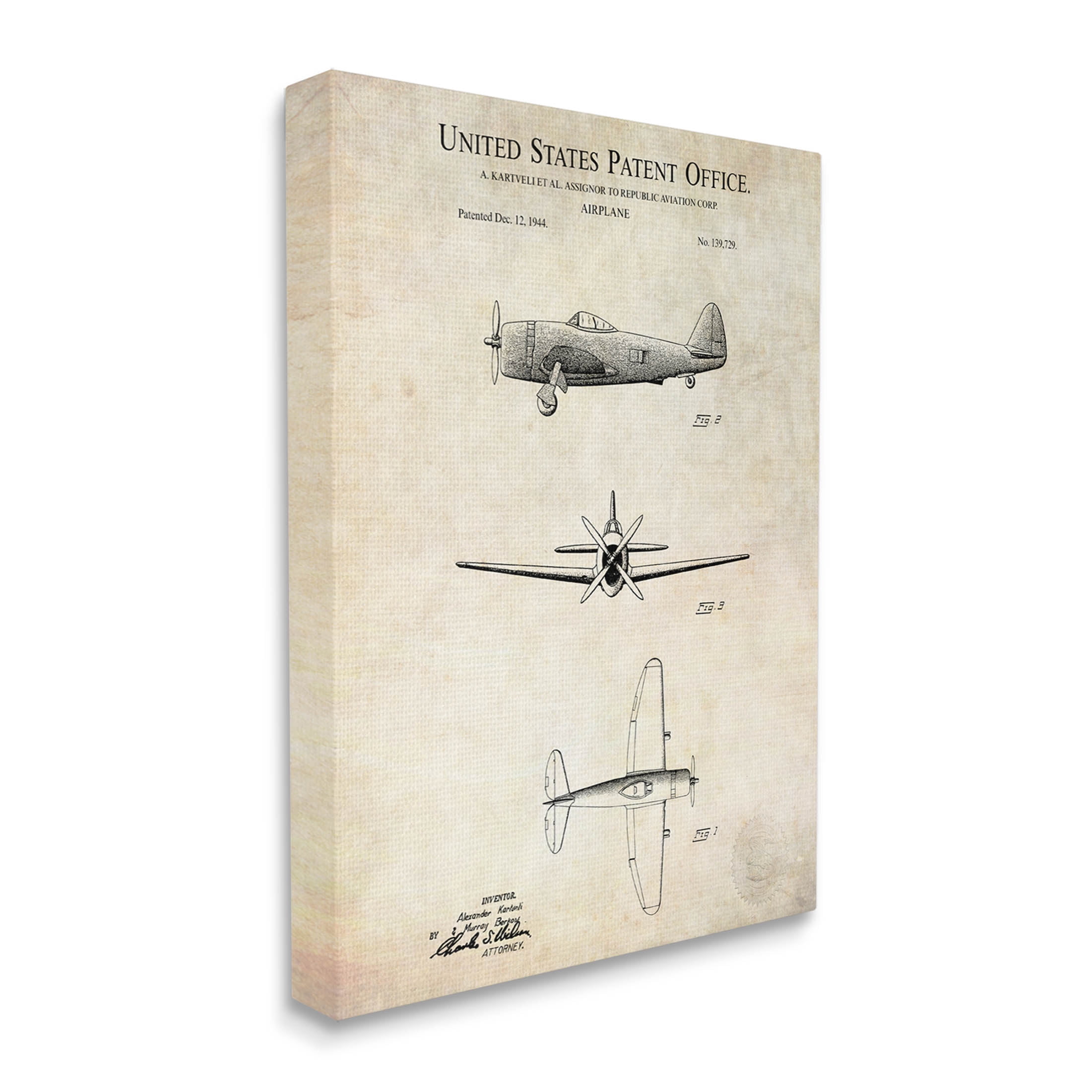 Stupell Industries Vintage Aircraft Diagram Chart Graphic Art Gallery Wrapped Canvas Print Wall Art, Design by Karl Hronek