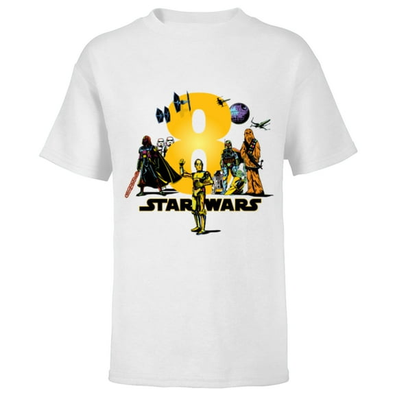 Star Wars Classic Characters Eighth Birthday 8 Years Old - Short Sleeve T-Shirt for Kids - Customized-White