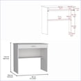 thumbnail image 4 of Writing Desk, Compact Workstation with Drawer & Lower Shelf | White | Engineered Wood, 4 of 7