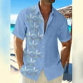 thumbnail image 2 of Inglocry Men's Cuban Guayabera Shirts - Casual Short Sleeve Cotton Linen Button Down Shirt Summer Regular Fit Beach Tops Sky Blue L, 2 of 5