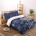 thumbnail image 3 of Christmas King Size Comforter Set, Winter Snowflakes Blue Background Soft Bedding for All Seasons, 4 Pcs Bed Set with 1Comforter (90"x106") ,1 Sheet(94"x116"), 2 Pillowcases (19"x35"), 3 of 7